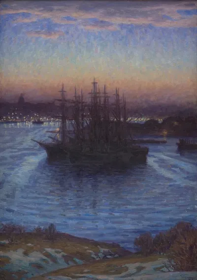 Ships At Anchor Winter