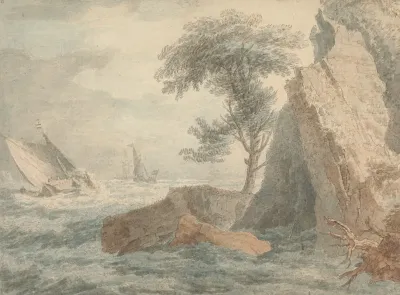 Ships By A Rocky Shore