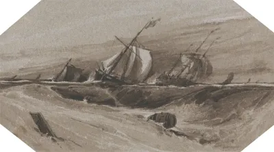 Ships Heeling Over In A Stormy Sea