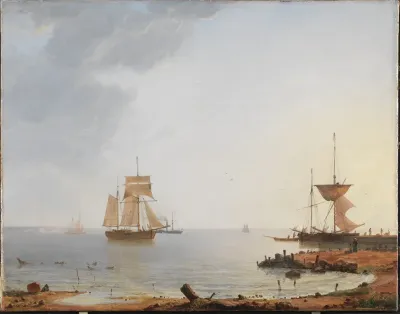 Ships Off The Coast Of Zealand Morning