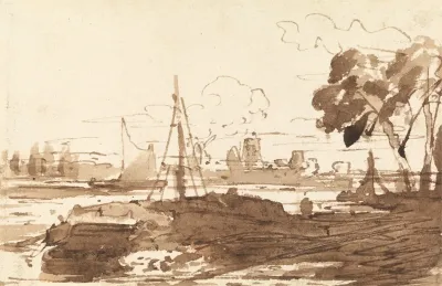 Ships On A River With Buildings In The Distance