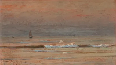 Ships Sailing To Shore At Sunset