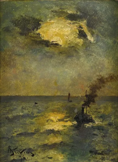 Ships Sun Breaking Through Clouds