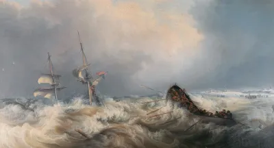 Shipwreck Off The Coast In Winter