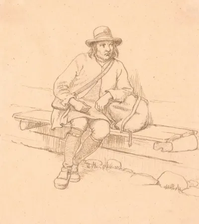 Siddende Svensk Vandringsmand