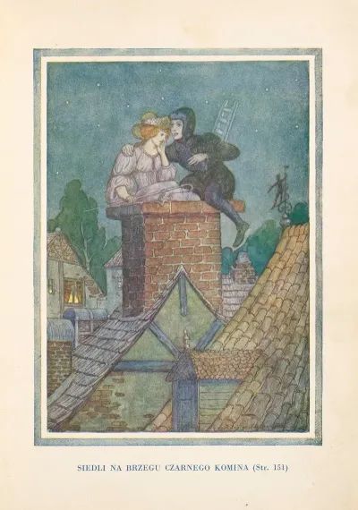 Siedli na brzegu czarnego komina