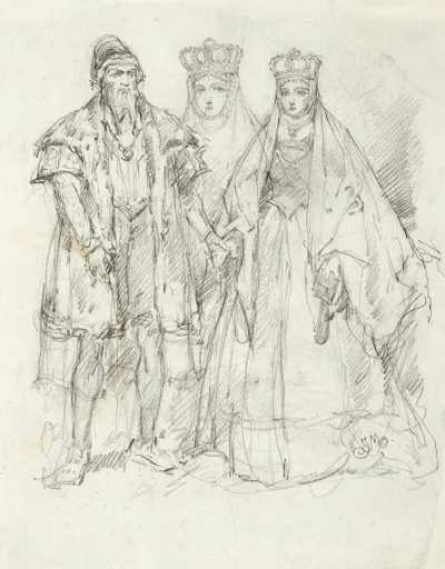 Sigismund Ii Augustus And Barbara Study For The Publication Clothes In Poland