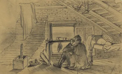 Signal Officers In Attic Of Farm House Watching The Army Of General Lee Near Williamsport Maryland