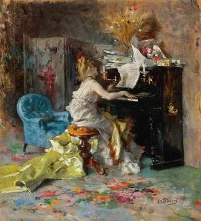 Signora Al Pianoforte Woman At A Piano