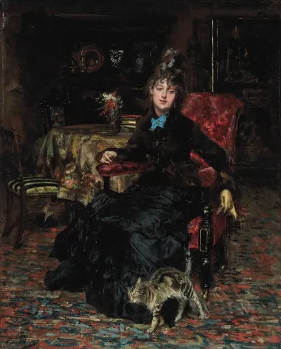 Signora Seduta Con Gatto