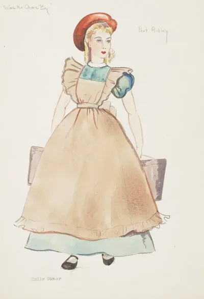 Silas The Chore Boy Pert Ridley Green Dress Brown Apron And Red Cap