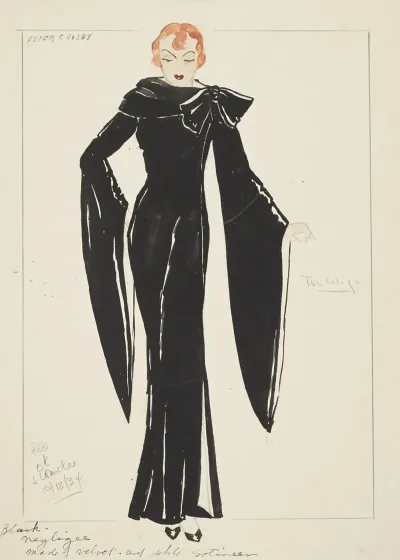 Silent System The Wife Black Gown With High Collar And Trailing Sleeves