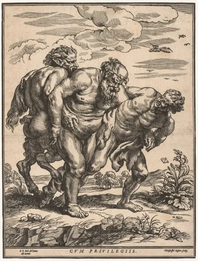 Silenus Accompanied By A Satyr And A Faun