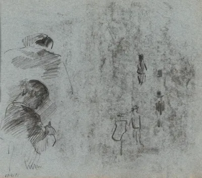 Silhouettes And Two Figures Seen From The Back