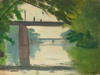 Silhouettes Sur Un Pont De La Marne