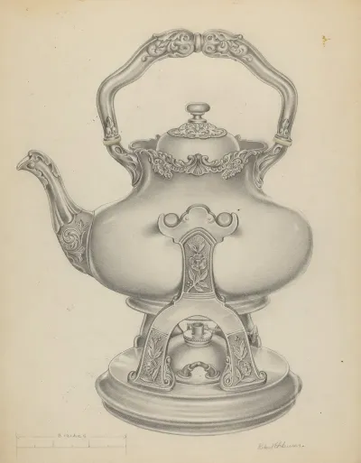 Silver Kettle With Lamp Stand