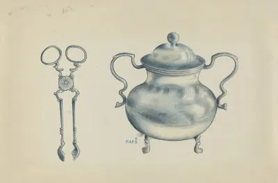 Silver Sugar Bowl And Tongs