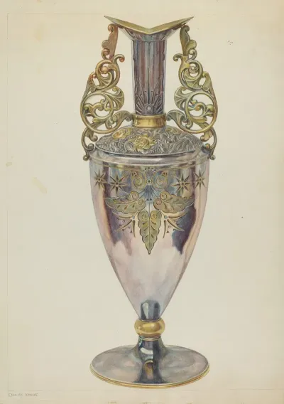 Silver Vase Of Blue Silver