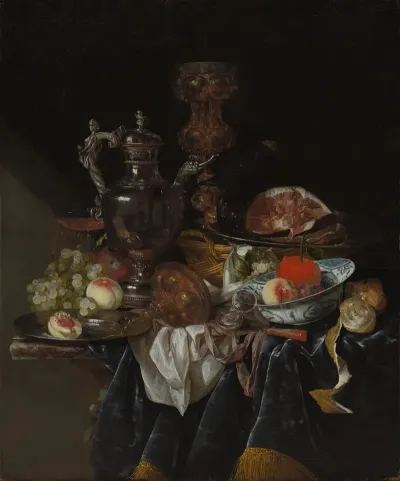 Silver Wine Jug Ham And Fruit 2