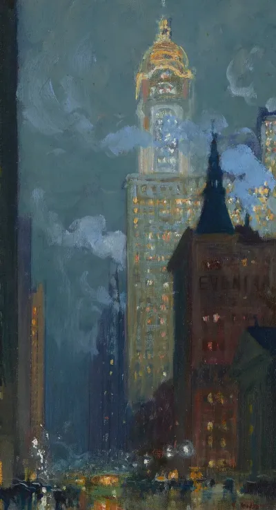Singer Building At Night