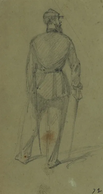Single Figure In Uniform Seen From The Rear