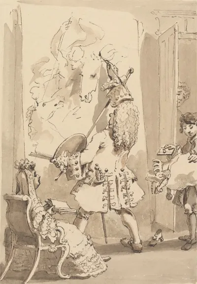 Sir James Thornhills Boy Entering His Masters Painting Room To Deliver The Bundle And A Letter In The Presence Of Lady Thornhill