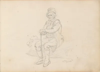 Sittende Gammel Mann Putzfeld