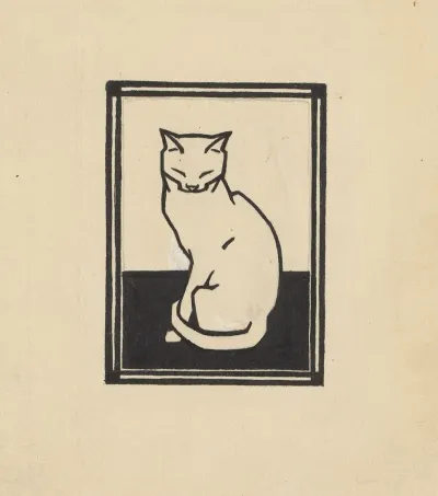 Sitting Cat With Closed Eyes