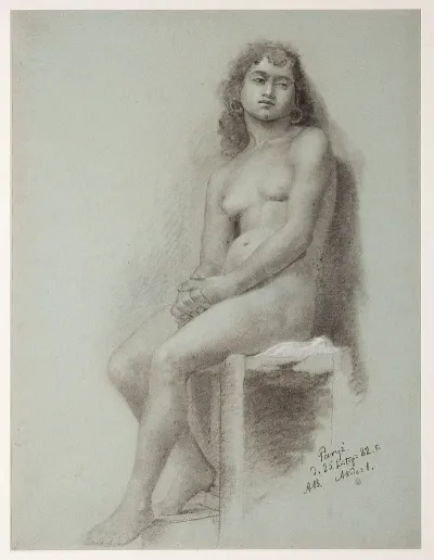 Sitting Female Nude Academic Study