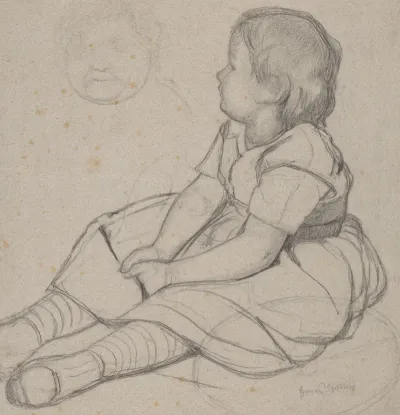 Sitting Girl And An Outline Of An Old Womans Head