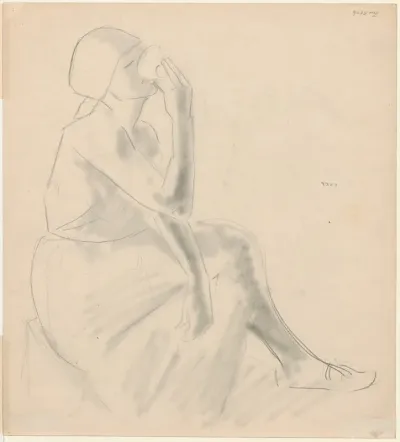 Sitting Girl Drinking From A Bowl