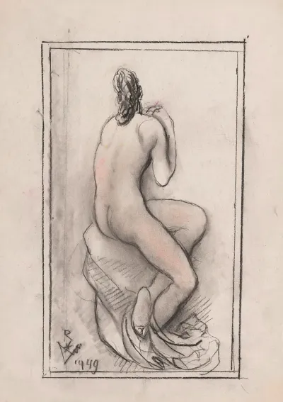 Sitting Nude Woman Seen From Behind