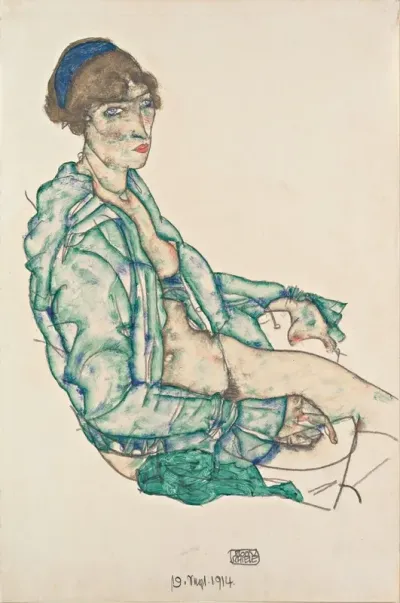 Sitting Semi Nude With Blue Hairband