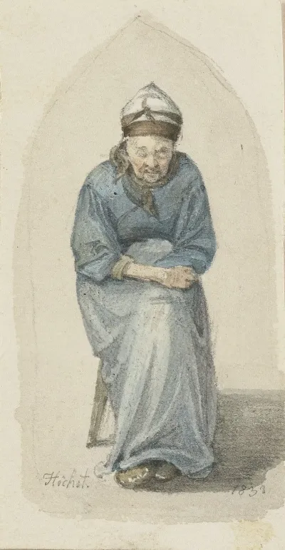 Sitzende Alte Frau Von Vorne
