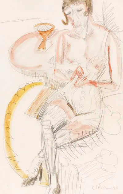 Sitzende Frau In Corsett