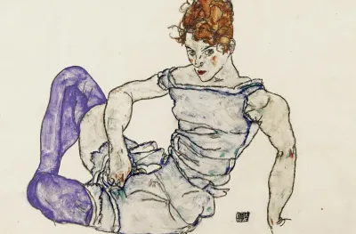 Sitzende Frau Mit Violetten Strumpfen Seated Woman In Violet Stockings