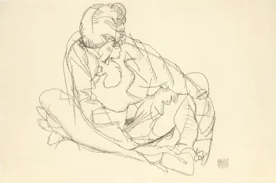 Sitzende Mit Gesenktem Kopf Seated Woman With Bent Head