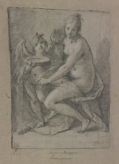 Sitzende Venus Und Stehender Amor Mit Schale