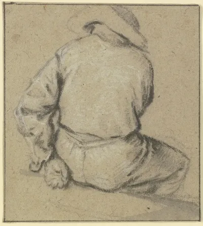 Sitzender Bauer In Ruckenansicht