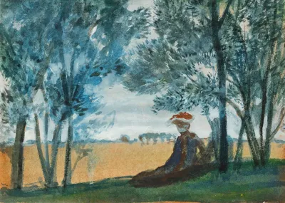 Sitzendes Paar In Einer Landschaft