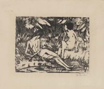Sitzendes Und Seitlich Aufgestutztes Madchen Am Wasser Ii