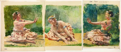 Siva Dance Triptych Of Seated Single Figures