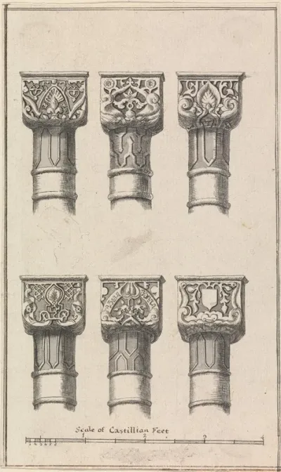 Six Capitals Of Columns In The Court Of Lions In The Alambra Of Granada