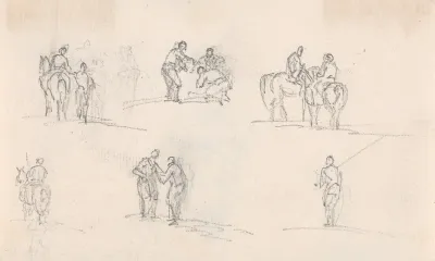 Six Studies Of Figures On Horses
