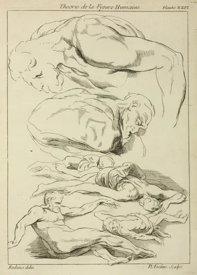 Six Studies Of Male Figures In Various Prone And Supine Positions