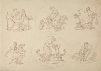 Six Studies Of Mother And Daughter Playing