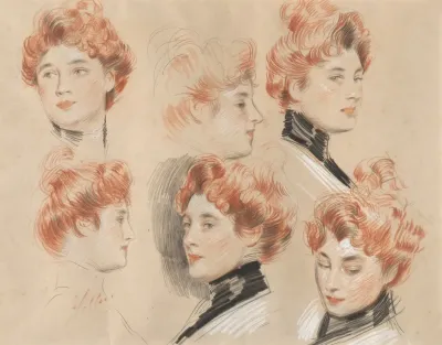 Six Studies Of The Head Of A Lady Traditionally Identified As Mrs Gertrude Vanderbilt Whitney