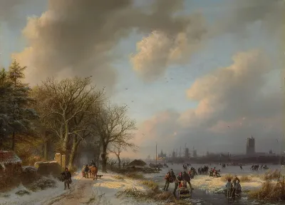Skaters On A Waterway With A Koek En Zopie Beyond