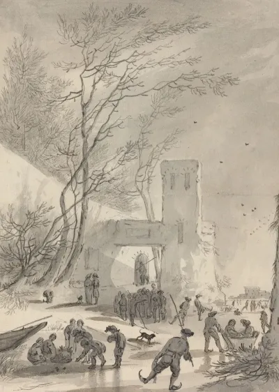 Skaters Outside A City Wall
