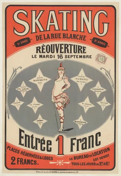 Skating De La Rue Blanche 2 Eme Annee Reouverture Le Mardi 16 Septembre 1879